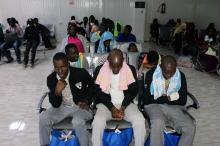 Migrants from Mali wait at Misrata airport before their return to their countries, in Misrata, Libya, September 20, 2018. PHOTO BY REUTERS/Ayman al-Sahili