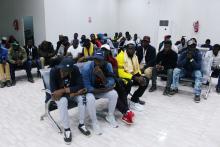 Migrants from Mali wait at Misrata airport before their return to their countries, in Misrata, Libya, September 20, 2018. PHOTO BY REUTERS/Ayman al-Sahili
