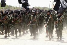 New recruits belonging to Somalia's al-Qaeda-linked al Shabaab rebel group march during a passing out parade at a military training base in Afgoye, west of the capital Mogadishu, February 17, 2011. PHOTO BY REUTERS/Feisal Omar