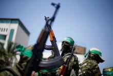 Palestinian Hamas militants take part in a protest in Gaza City, July 21, 2017. PHOTO BY REUTERS/Mohammed Salem