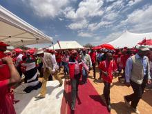 Botswana's President and leader of the Botswana Democratic Party (BDP), Mokgweetsi Masisi arrives at a rally in Thamaga village, about 40 km west of the capital city Gaborone, Botswana, October 22, 2019. PHOTO BY REUTERS/Siyabonga Sishi