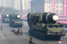 Intercontinental ballistic missiles are seen at a grand military parade celebrating the 70th founding anniversary of the Korean People's Army at the Kim Il Sung Square in Pyongyang, in this photo released by North Korea's Korean Central News Agency (KCNA) February 9, 2018. PHOTO BY REUTERS/KCNA