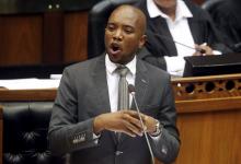 South Africa's opposition Democratic Alliance (DA) leader Mmusi Maimane addresses Parliament in Cape Town during a motion to impeach President Jacob Zuma after the constitutional court ruled that he breached the constitution, April 5, 2016. PHOTO BY REUTERS/Mike Hutchings