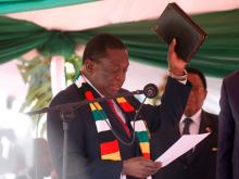 President Emmerson Mnangagwa is sworn in during his presidential inauguration ceremony in Harare, Zimbabwe, August 26, 2018. PHOTO BY REUTERS/Philimon Bulawayo