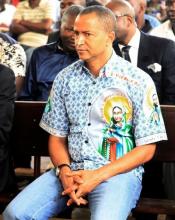 Moise Katumbi, the multi-millionaire former governor and prominent opposition leader, attends a funeral mass in honor of legendary Congolese singer Papa Wemba, born Jules Shungu Wembadio Pene Kikumba, in Lubumbashi, the capital of Katanga province of the Democratic Republic of Congo, May 4, 2016. PHOTO BY REUTERS/Kenny Katombe