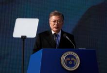 South Korean President Moon Jae-in delivers a speech during a ceremony celebrating the 99th anniversary of the March First Independence Movement against Japanese colonial rule, at Seodaemun Prison History Hall in Seoul, South Korea, March 1, 2018. PHOTO BY REUTERS/Kim Hong-Ji