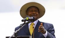 Uganda's President Yoweri Museveni speaks at a thanksgiving prayer held on his behalf by different religious groups backing the signing of an anti-gay bill into law, in Uganda's capital Kampala