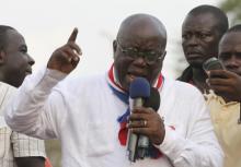 New Patriotic Party (NPP) leader Nana Akufo-Addo speaks during a meeting to contest the presidential election results, at Kwame Nkrumah Circle in Accra, December 11, 2012. PHOTO BY REUTERS/Luc Gnago