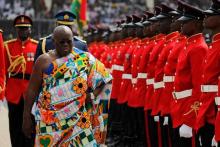 Ghana's President Nana Akufo-Addo inspects a military parade after the swearing in ceremony at Independence Square in Accra, Ghana, January 7, 2017. PHOTO BY REUTERS/Luc Gnago