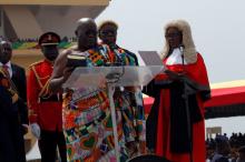 Ghana's President elect Nana Akufo-Addo takes the oath of office during the swearing-in ceremony lead by Ghana Chief Justice Georgina Theodora Wood at Independence Square in Accra, Ghana, January 7, 2017. PHOTO BY REUTERS/Luc Gnago