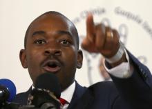 Opposition Movement for Democratic Change (MDC) leader Nelson Chamisa gestures during the launch of his party's election manifesto in Harare, Zimbabwe, June 7, 2018. PHOTO BY REUTERS/Philimon Bulawayo