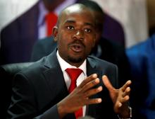 Opposition Movement For Democratic Change (MDC) party leader Nelson Chamisa gestures while addressing the media in a news conference in Harare, Zimbabwe, August 25, 2018. PHOTO BY REUTERS/Philimon Bulawayo