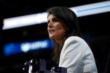 U.S. Ambassador to the United Nations NIkki Haley speaks in Washington, U.S., March 27, 2017. PHOTO BY REUTERS/Joshua Roberts