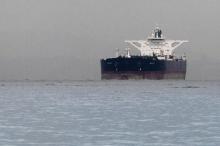 Malta-flagged Iranian crude oil supertanker "Delvar" is seen anchored off Singapore
