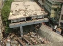 A flyover collapsed in Kolkata, India, in this still image taken from video, March 31, 2016. PHOTO BY REUTERS/ANI via Reuters