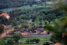 An aerial view of a burnt out view of palace to Charles Wesley Mumbere, king of the Rwenzururu after Uganda security forces stormed the palace last Sunday in Kasese town, western Uganda bordering with Democratic Republic of Congo, November 30, 2016. PHOTO BY REUTERS/James Akena