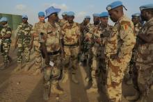 French and Chadian peacekeepers talk at the Minusma peacekeeping base in Kidal, Mali, July 22, 2015. PHOTO BY REUTERS/Adama Diarra