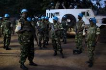 United Nations peacekeepers prepare to secure the grounds of the central mosque in the mostly Muslim PK5 neighbourhood of the capital Bangui, Central African Republic, for the visit of Pope Francis, November 30, 2015. PHOTO BY REUTERS/Siegfried Modola