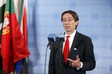 German Ambassador to the United Nations Peter Wittig speaks to the media after a U.N. Security Council meeting in New York, February 4, 2012. PHOTO BY REUTERS/Allison Joyce