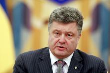 Ukrainian President Petro Poroshenko takes part in a meeting of the Security Council in Kiev