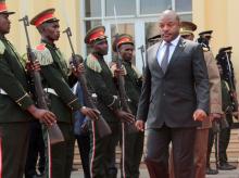 Burundi's President Pierre Nkurunziza walks during a ceremony in tribute to the former late President Colonel Jean-Baptiste Bagaza at the national congress palace in Bujumbura, Burundi, May 16, 2016. PHOTO BY REUTERS/Evrard Ngendakumana