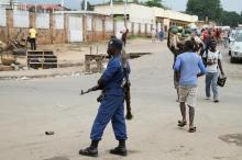 A policeman patrols the streets after a grenade attack of Burundi's capital Bujumbura, February 3, 2016. PHOTO BY REUTERS/Jean Pierre Aime Harerimama