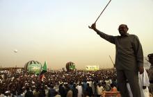 President Omar Hassan al-Bashir addresses a crowd in North Khartoum