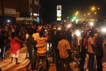 People protesting against the presidential guard block the traffic in Ouagadougou, Burkina Faso, September 16, 2015. PHOTO BY REUTERS/Joe Penney