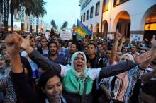 Protests take part in a rally called by the February 20 Movement in Rabat after a fishmonger in the northern town of Al Hoceima was crushed to death inside a rubbish truck as he tried to retrieve fish confiscated by police, October 30, 2016. PHOTO BY REUTERS/Stringer