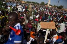Protesters gather at the Place de la Nation in Ouagadougou, the capital of Burkina Faso, October 28, 2014. PHOTO BY REUTERS/Joe Penney