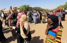 Sudanese women chant slogans near the home of a demonstrator who died of a gunshot wound sustained during anti-government protests in Khartoum, Sudan, January 18, 2019. PHOTO BY REUTERS/Mohamed Nureldin Abdallah