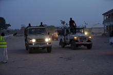 Vehicles transporting women and children rescued from Boko Haram in Sambisa forest by Nigeria Military arrive at the Internally displaced people's camp in Yola, Adamawa State, Nigeria May 2, 2015. PHOTO BY REUTERS/Afolabi Sotunde