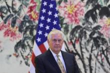 U.S Secretary of State Rex Tillerson looks on during a joint press conference with Chinese Foreign Minister Wang Yi (not pictured) at Diaoyutai State Guesthouse in Beijing, China, March 18, 2017. PHOTO BY REUTERS/Lintao Zhang