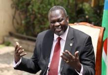 South Sudan's rebel leader Riek Machar addresses a news conference in his office in Ethiopia's capital Addis Ababa, August 31, 2015. PHOTO BY REUTERS/Tiksa Negeri