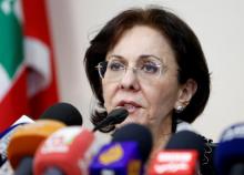 U.N. Under-Secretary General and ESCWA Executive Secretary Rima Khalaf speaks during a news conference announcing her resignation from the United Nations in Beirut, Lebanon, March 17, 2017. PHOTO BY REUTERS/Jamal Saidi