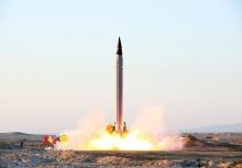 An Iranian Emad rocket is launched as it is tested at an undisclosed location, October 11, 2015. PHOTO BY REUTERS/farsnews.com