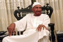 Opposition leader of Umma Party and Sudan's former Prime Minister Sadiq al-Mahdi smiles at his home in Omdurman after he was released, June 15, 2014. PHOTO BY REUTERS/Mohamed Nureldin Abdallah