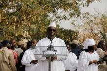 Senegal's President and a candidate for the presidential elections Macky Sall, speaks after casting his vote at a polling station in Fatick, Senegal, February 24, 2019. PHOTO BY REUTERS/Zohra Bensemra