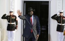 South Sudan's President Salva Kiir Mayardit arrives for the official U.S.-Africa Leaders Summit dinner hosted by U.S. President Barack Obama at the White House in Washington