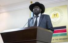 South Sudan's President Salva Kiir speaks during a news conference in Juba