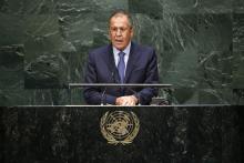 Russia's Foreign Minister Sergei Lavrov addresses the 69th United Nations General Assembly at the U.N. headquarters in New York