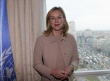 Sigrid Kaag, Special Coordinator of the Organisation for the Prohibition of Chemical Weapons-United Nations (OPCW-UN) joint mission on eliminating Syria's chemical weapons programme, poses during an interview with Reuters