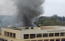 Smoke rises from the Westgate shopping centre in Nairobi following a string of explosions during the third day of a stand-off between Kenyan security forces and gunmen inside the building