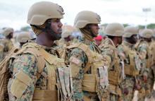 Somali military officersat their military base in Mogadishu. PHOTO BY REUTERS/Feisal Omar