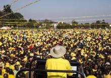 Uganda's President Yoweri Museveni addresses his supporters during his last campaign rally at Kololo ceremonial grounds in capital Kampala, February 16, 2016. PHOTO BY REUTERS/Edward Echwalu