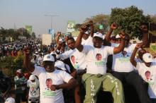 Supporters of Edgar Lungu, leader of the Patriotic Front party (PF), celebrate after Lungu narrowly won re-election on Monday, in a vote his main rival Hakainde Hichilema rejected on claims of alleged rigging by the electoral commission, in the capital, Lusaka, Zambia, August 15, 2016. PHOTO BY REUTERS/Jean Serge Mandela