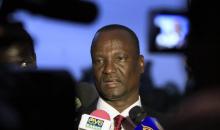 Head of the rebel delegation General Taban Deng Gai, addresses journalists during South Sudan's negotiations in Ethiopia's capital Addis Ababa