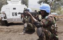 Tanzanian Forces of the U.N. Intervention Brigade attend a training session outside Goma