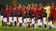 Madagascar players before the match. PHOTO BY REUTERS/Amr Abdallah Dalsh