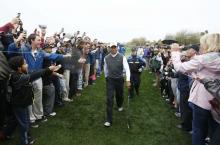 Tiger Woods walks through the gallery after recording the worst round of his professional career, carding an 11-over-par 82 during the second round of the Waste Management Phoenix Open at TPC Scottsdale. PHOTO BY USA TODAY Sports. 